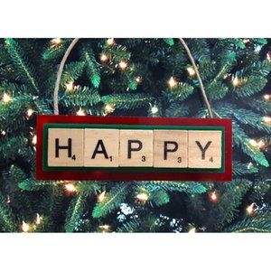 Happy Love Innovate Dream Christmas Ornament Scrabble Inspire Believe Empower